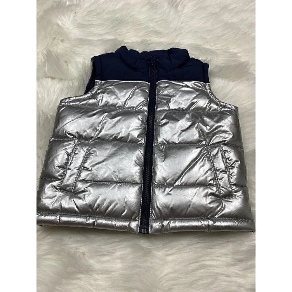 NWT GYMBOREE Silver Puffer Vest Water Boys Size 12-24 Months Resistant Fabric